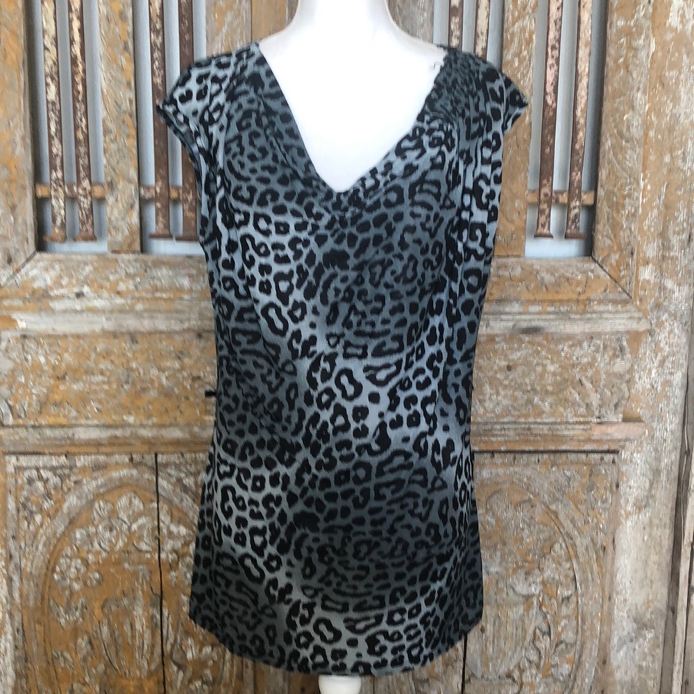 ROMAN FASHION Leopard Print Cowl Neck TOP 2 X
